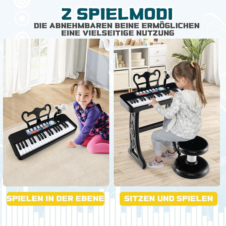 DREAMADE Kinder Keyboard, 37 Tasten E-Piano mit Notenständer & Mikrofon & Hocker, Klavier Spielzeug