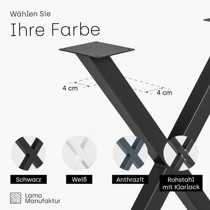 LAMO Manufaktur Tischbeine für Sitzbank, Couchtisch, Beistelltisch, Mark | Vierkantprofil 40x40 mm,