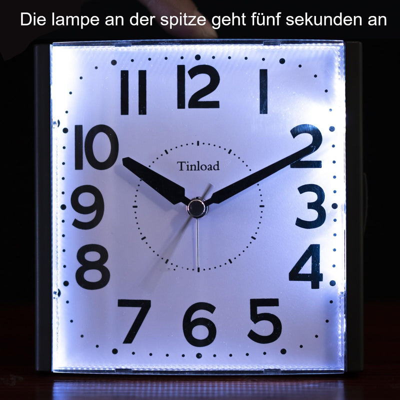 Tinload Analog Seniorenwecker mit Nachtlicht, 4.7 Zoll grosses Zifferblatt, Tischuhr mit Schlummerfu