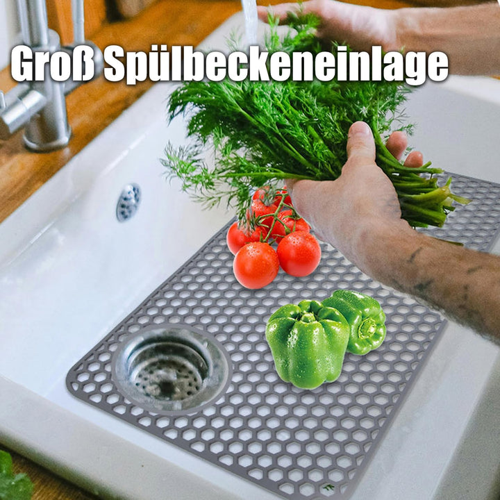 Silikon Spülbeckenmatte, Spülbeckeneinlage 72 x 36.5cm, Spülbeckenschutz Zusammenklappbar, Hitzebest