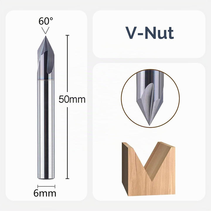SpeTool Fasenfräser Gravierfräser 3 Flöten V Nutfräser 6mm Schaft 60 Grad VHM Gravierstichel Schaftf