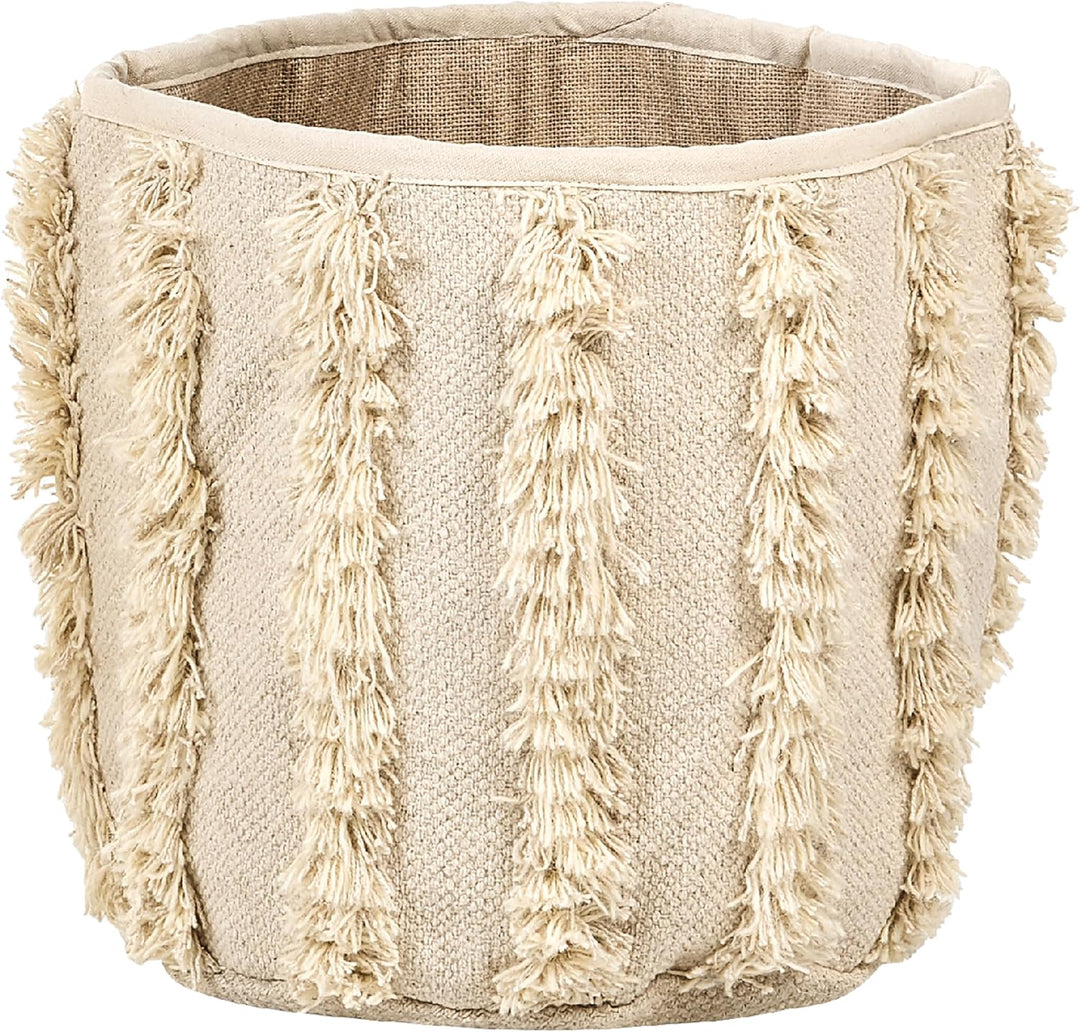 Set aus 2 Baumwollaufbewahrungskörbe Behälter Dekoration Beige Kakki