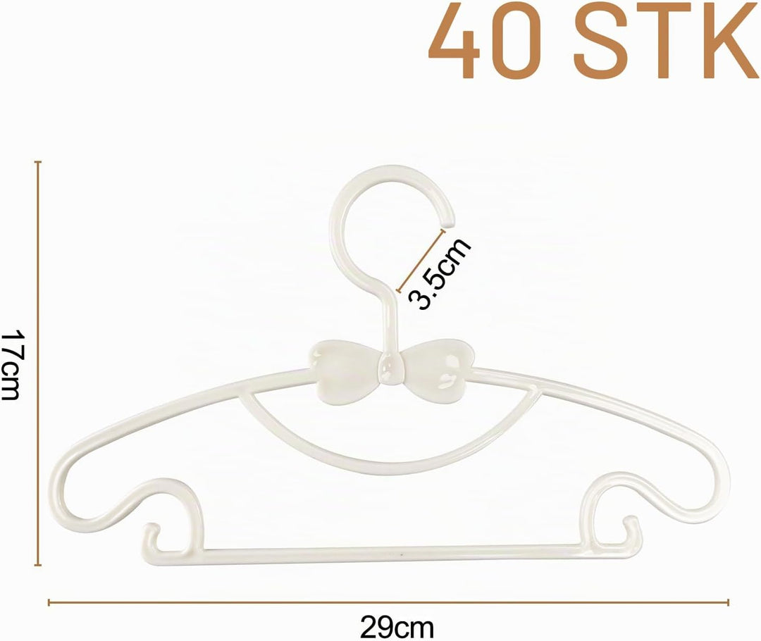 Magrimaxio 40 Stück Kleiderbügel Kinder Weiss, Kinderkleiderbügel 29.7cm, Baby Kleiderbügel Kunststo