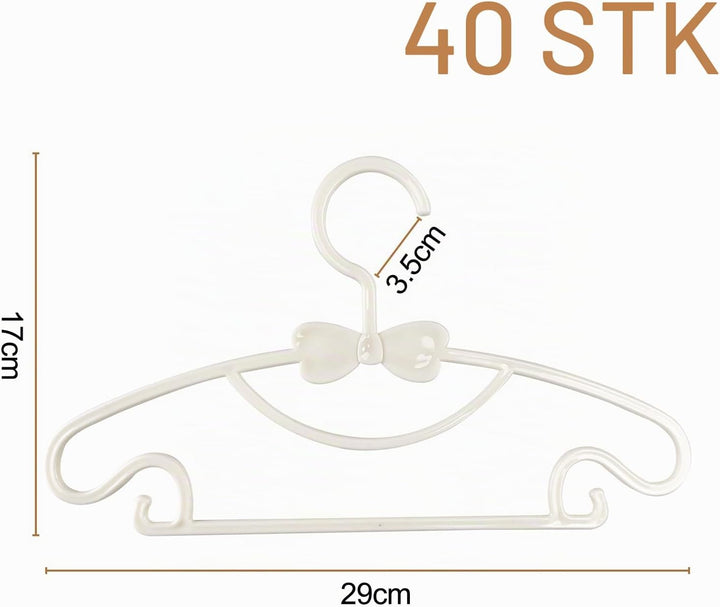 Magrimaxio 40 Stück Kleiderbügel Kinder Weiss, Kinderkleiderbügel 29.7cm, Baby Kleiderbügel Kunststo