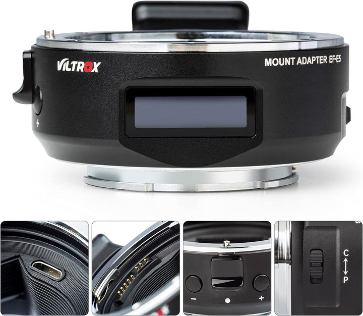VILTROX EF-E5 Objektivadapter Autofokus Adapter kompatibel mit EF/EF-S Objektiv auf Sony E-Mount Kam