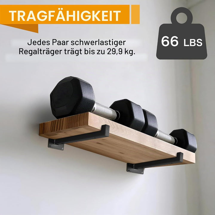 6 Stück schwebende Regalhalterungen Schwerlast-Wandmontage, Industrie-Metallregale mit Lippe 12 Inch