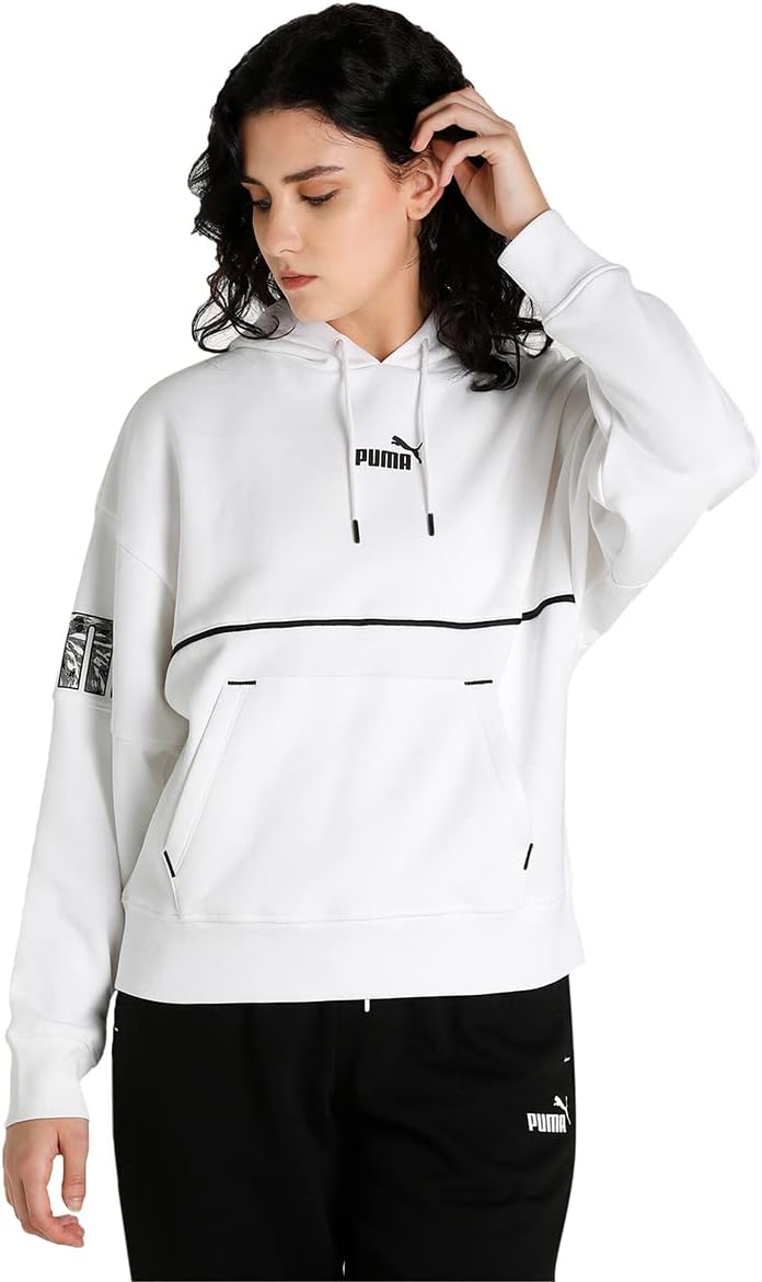 PUMA Damen Power Safari Hoodie FL Sweatshirt M Weiss, M Weiss