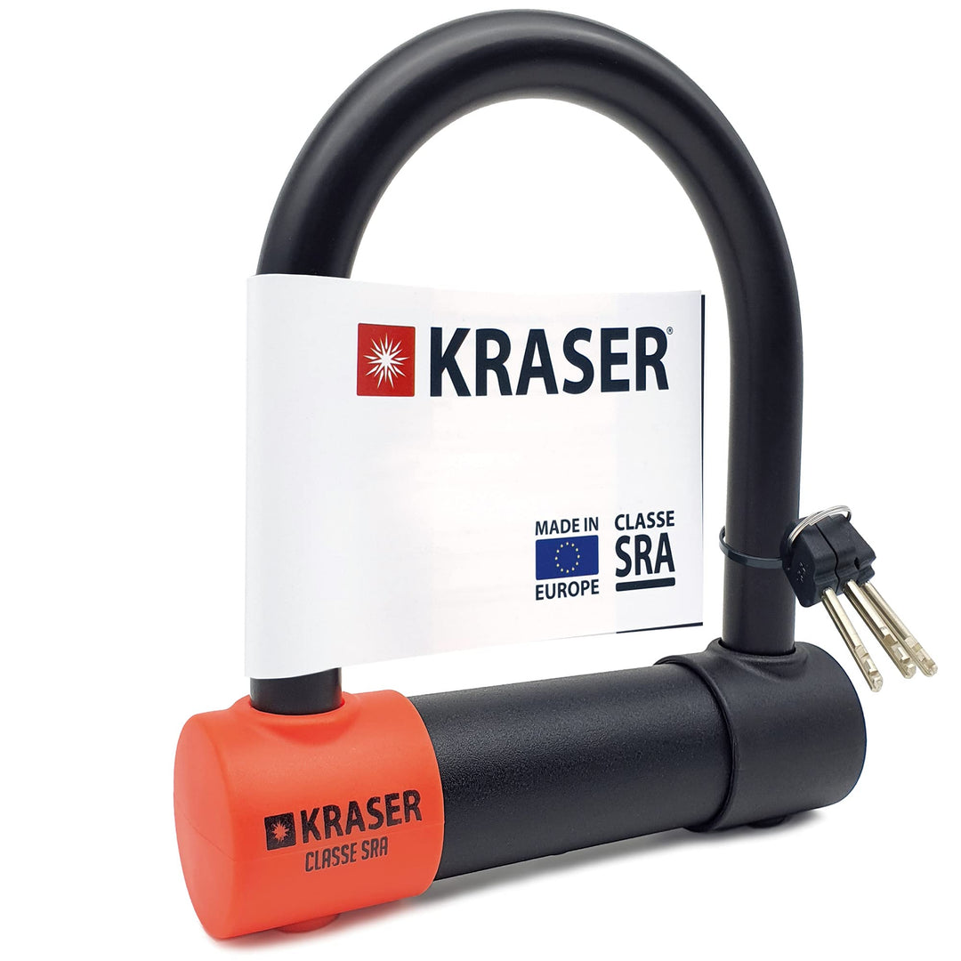 KRASER KR120S Solid U Vorhängeschloss SRA-geprüftes Motorradschloss Diebstahlschutz Motorrad Sicherh