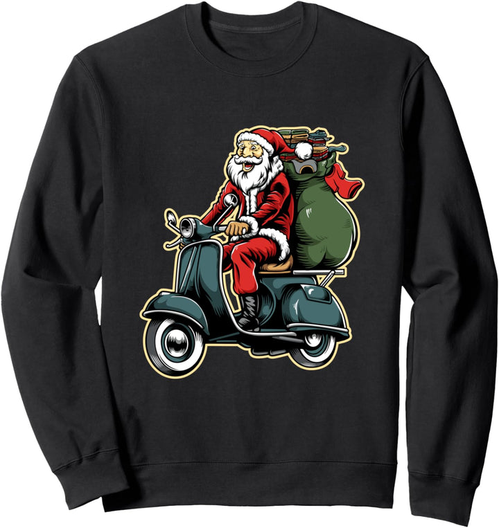 Funny Christmas Holiday Santa Claus Riding Motor Scooter Sweatshirt