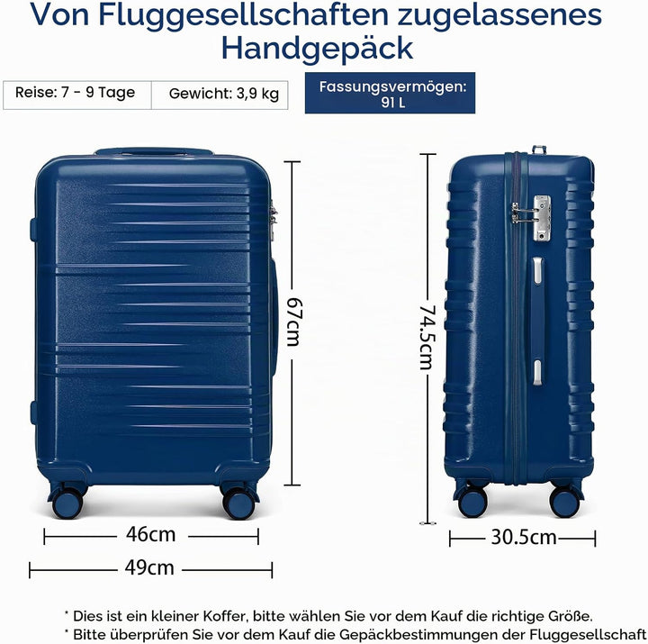 British Traveller Handgepäck Koffer Gross Reisekoffer Gross Hartschalenkoffer 74.5 * 49 * 30.5cm mit