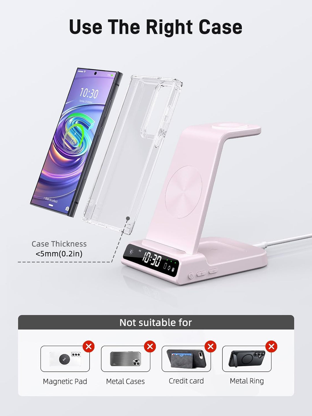 Wireless Charger für Samsung Ladestation für Galaxy S25 Ultra, Induktive Ladestation für Samsung Gal