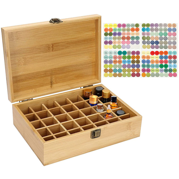 Gracelaza 35 Slots Ätherisches Öl Box aus Bambus - Ideales Aufbewahrungsbox Organisator für Ätherisc