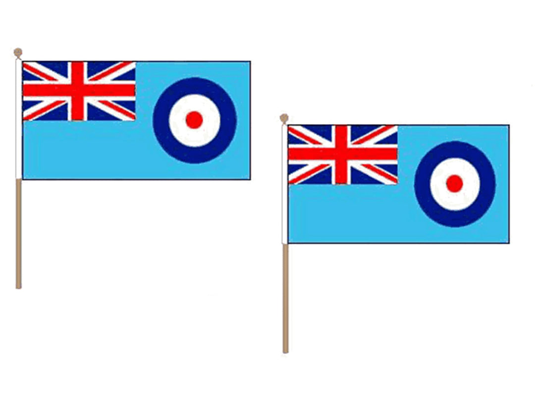 AZ FLAG STOCKFLAGGE BRITISCHER ROYAL AIR Force 45x30cm mit holzmast - 10 stück LUFTSTREITKRÄFTE des