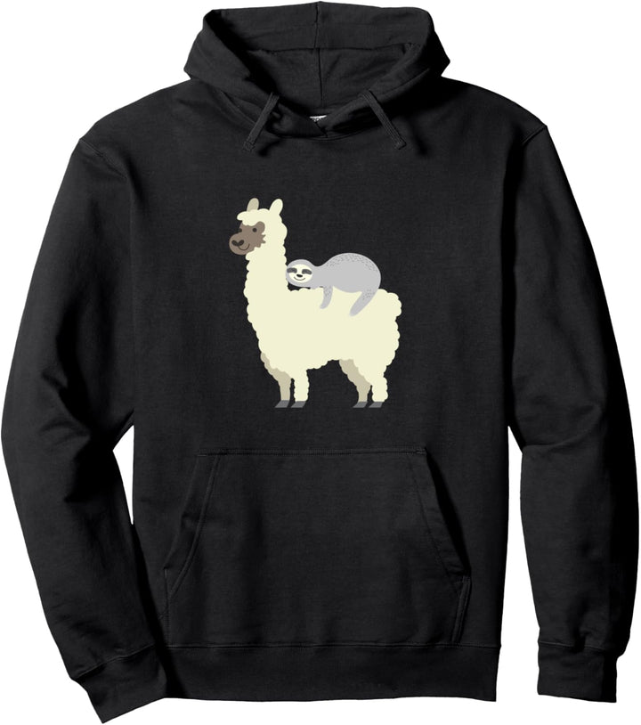 Cute & Funny Sloth Riding Llama Best Friends Pullover Hoodie