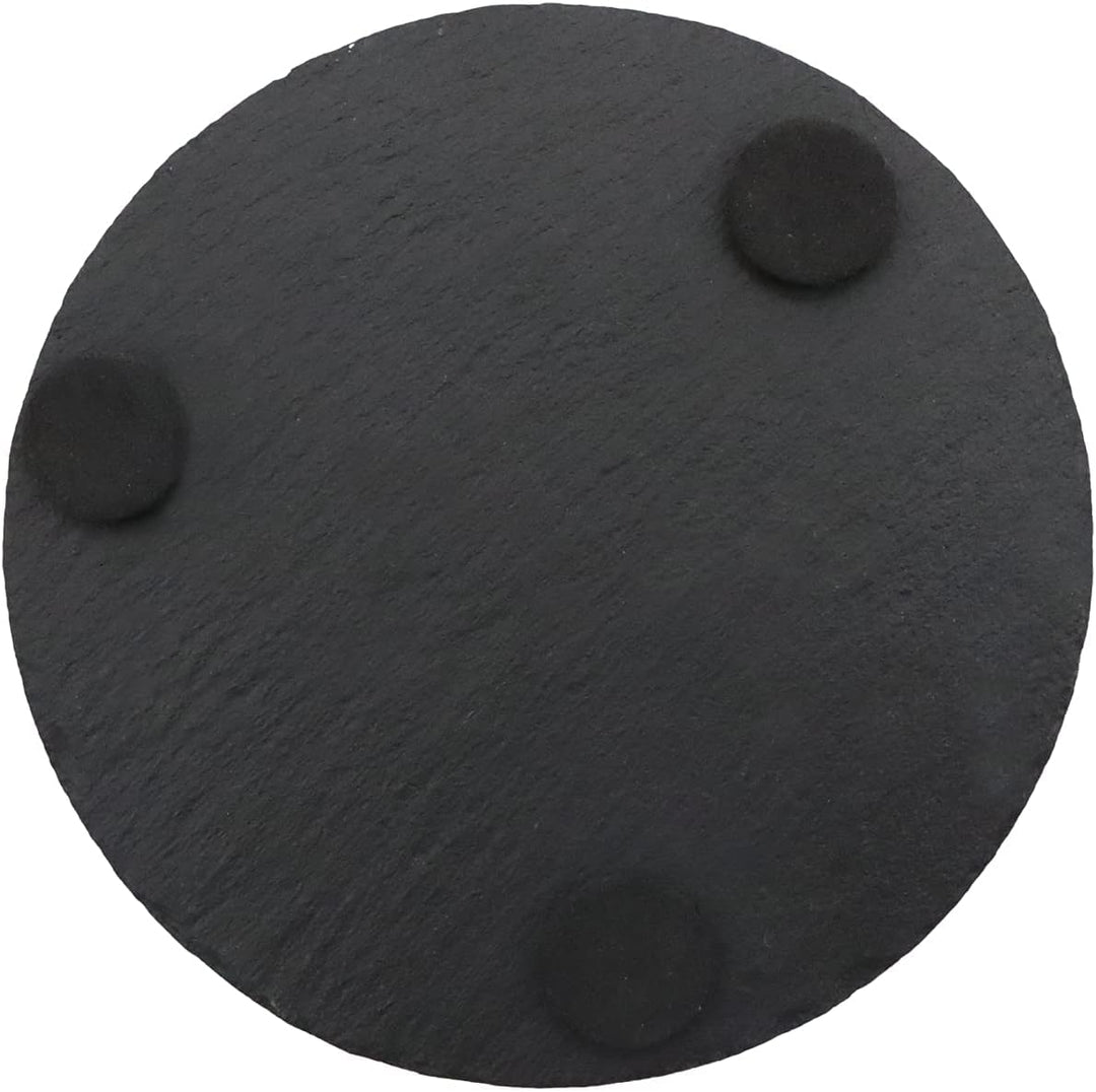 VIBRATITE Schiefer Untersetzer, 12 Stück Glasuntersetzer Rund mit Halter, Schieferplatte 10,2 cm sch
