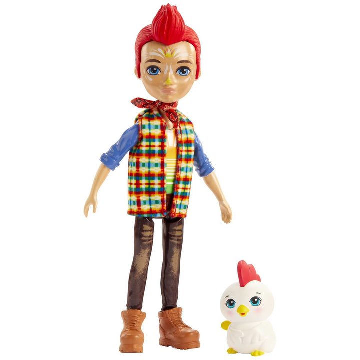 Enchantimals GJX39 -Redward Rooster Puppe & Cluck Tierfreund-Figur, ca. 15 cm grosse Puppe mit Banda