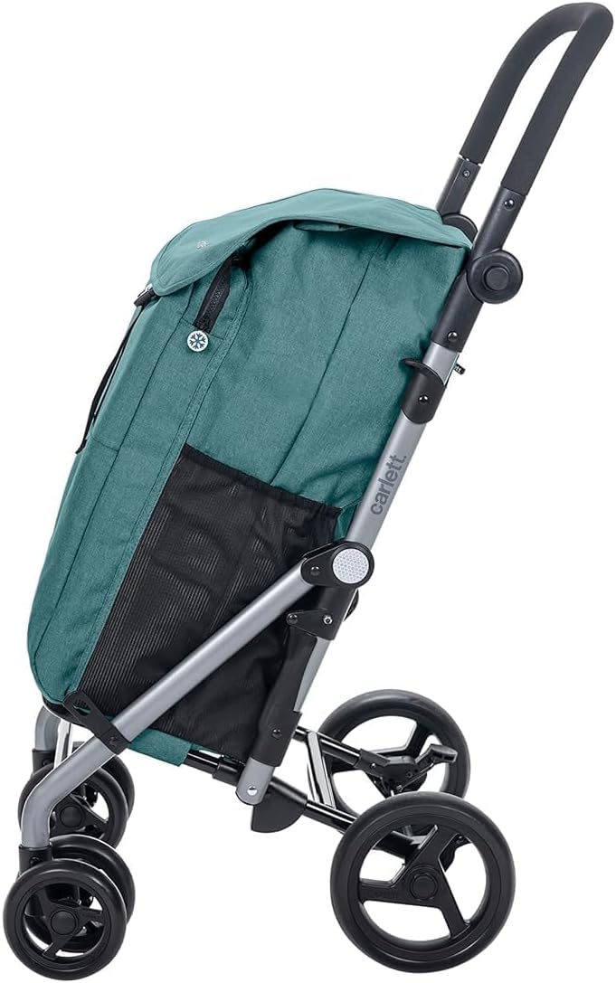 Carlett – Classic Duo | Faltbarer Einkaufswagen mit Gratis-Haken | Robuster Einkaufswagen | 4 Räder