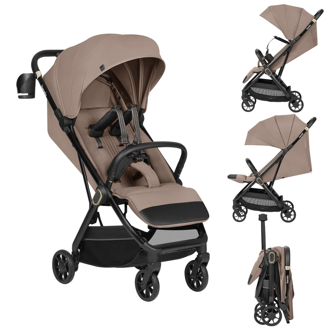 Lionelo Buggy Bess bis 22 kg von 6 Monaten bis 4 Jahren 360°-PU-Schwenkräder, Einhand-Klappfunktion,