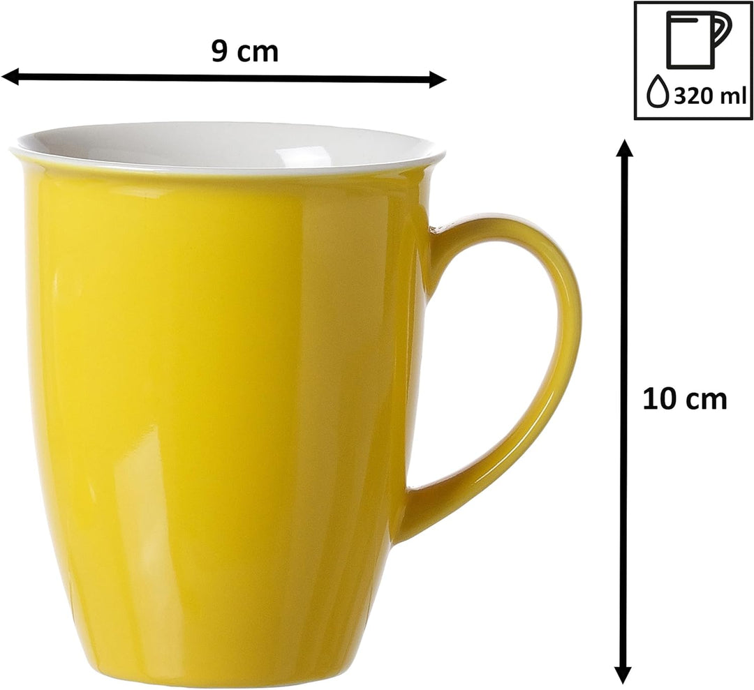 Kaffeebecher-Set Doppio, 4-teilig, Gelb Gelb Kaffeebecher, Gelb Kaffeebecher
