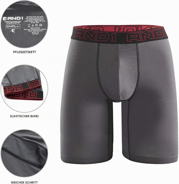 AND1 Sport Boxershorts 5er Pack Unterwäsche Herren Unterhosen Männer Retroshorts Boxer Brief Sportun