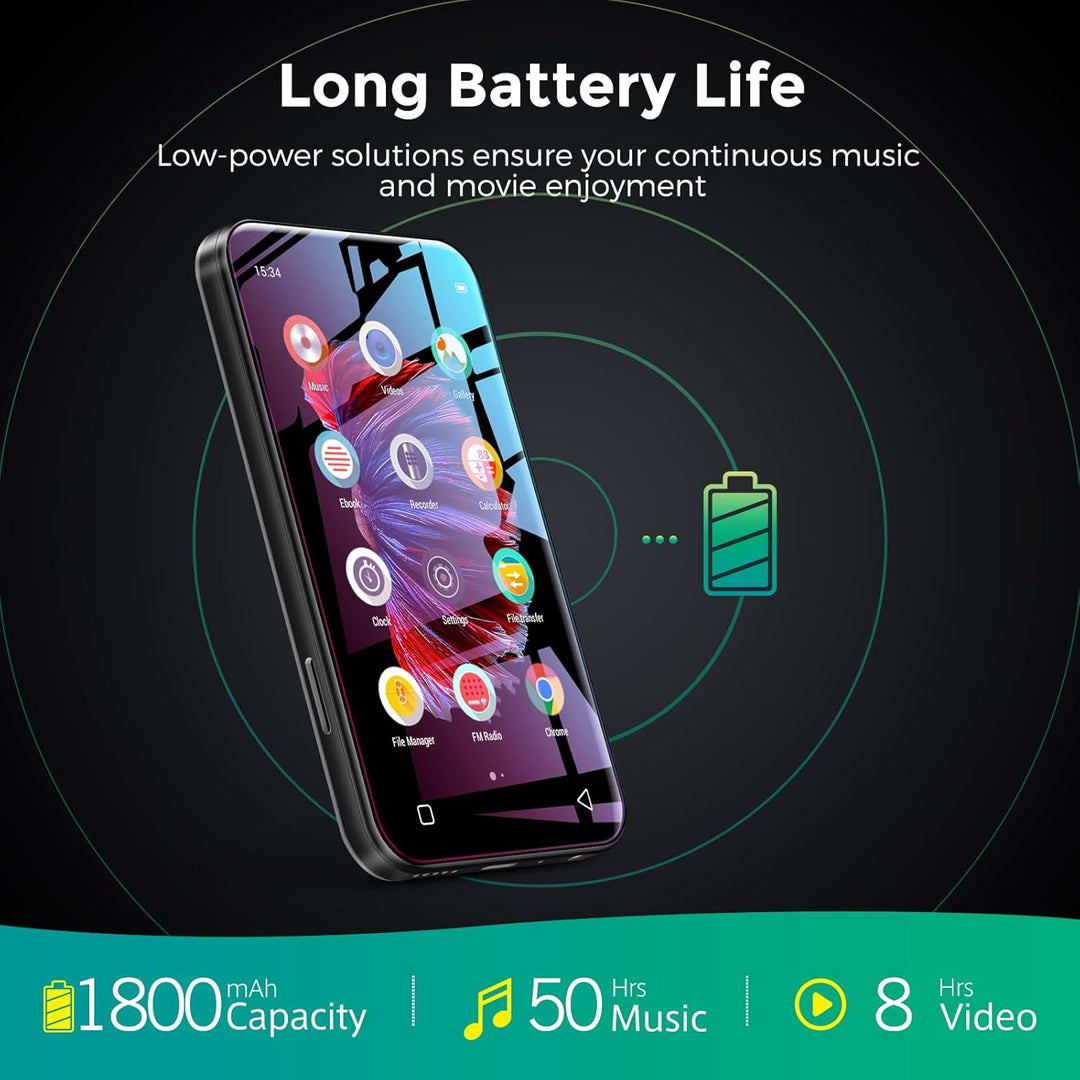 WiFi-MP3-Player mit Bluetooth, TIMMKOO 4,0-Zoll-Voll-Touchscreen-MP3-MP4-Player, tragbarer HiFi-Soun