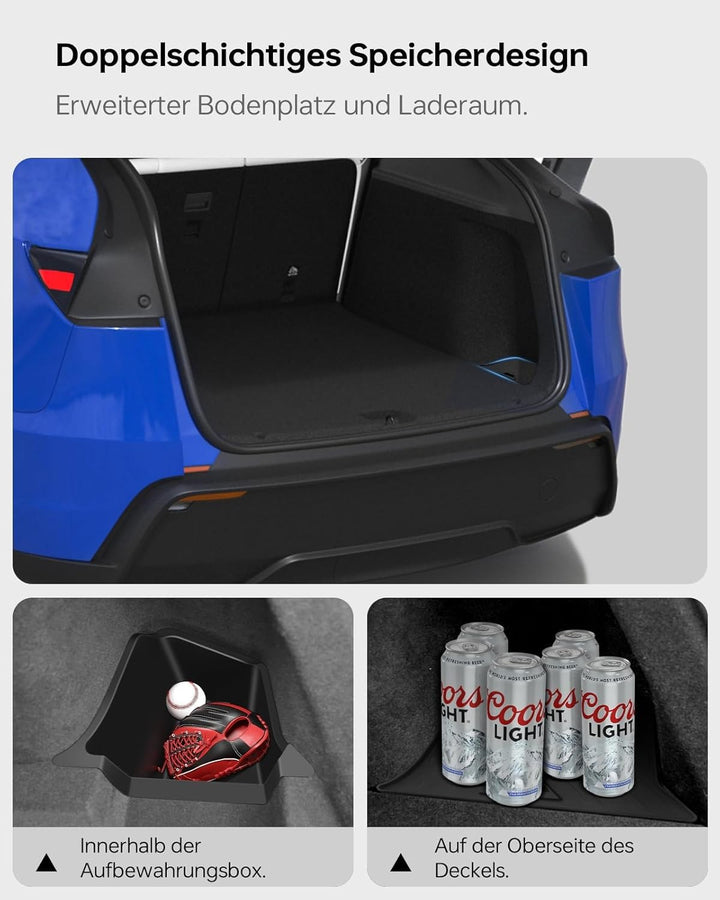 Kofferraum-Organizer für Tesla Model Y Juniper 2025 2026 2er Set mit Deckel – Wasserdicht, 1:1 Passf