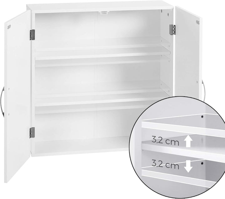 VASAGLE Badezimmerschrank, Badschrank, wandmontiert, 18 x 60 x 60 cm, Wandschrank mit verstellbaren