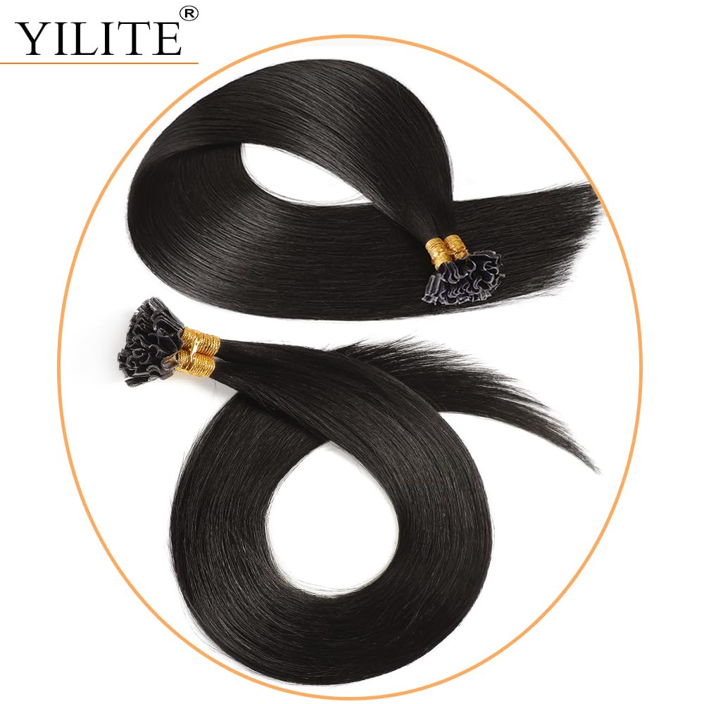 YILITE Bondings Extensions Echthaar 35cm 40g 50 Strähne Remy U Tip Extensions Echthaar Bondings Exte