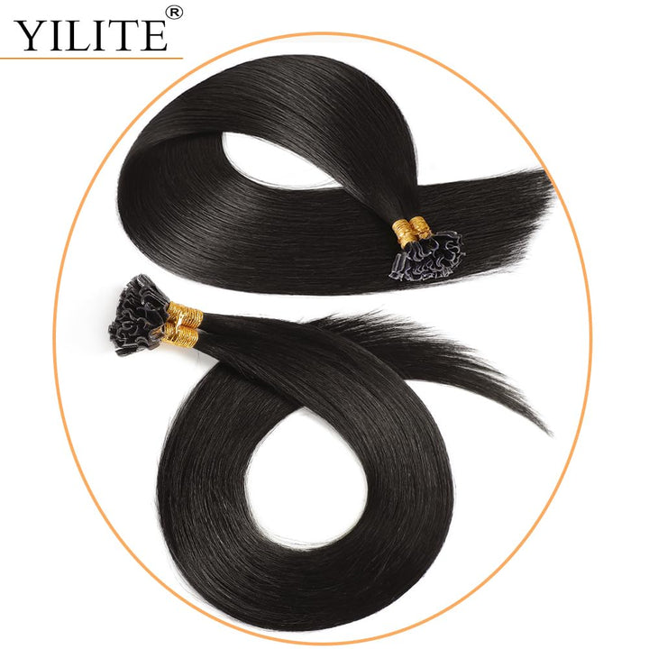 YILITE Bondings Extensions Echthaar 35cm 40g 50 Strähne Remy U Tip Extensions Echthaar Bondings Exte