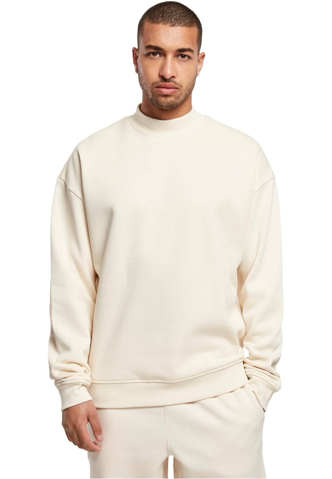 Urban Classics Herren Pullover mit hohem Rippkragen, weites Mock Neck Sweatshirt, überschnittene Sch