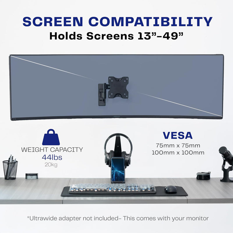 VIVO MOUNT-VW01M Full Motion Wandhalterung für LCD-LED-Fernseher und Computerbildschirme, neig- und