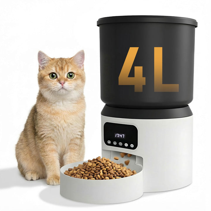 Futterautomat Katze, 4L Katzenfutter Automat, Futterspender Katze mit Programmierbarem Timer, Automa
