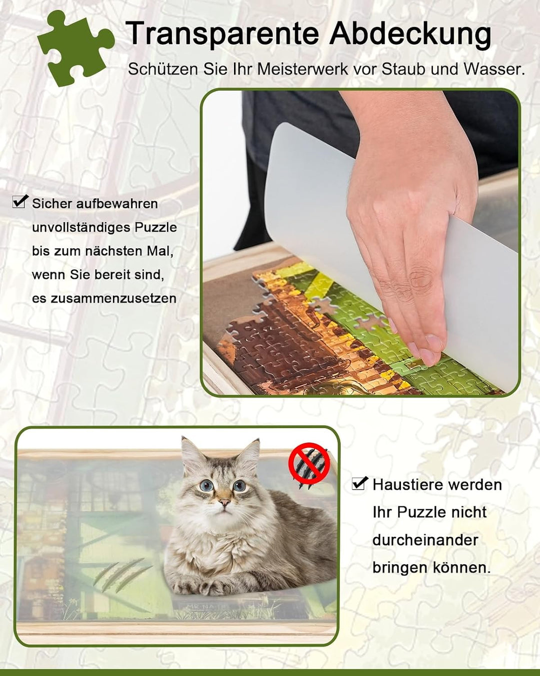 1000 Teile rotierendes Puzzlebrett mit 6 Schubladen und Abdeckung, 73 x 53,2 cm tragbarer Holzpuzzle