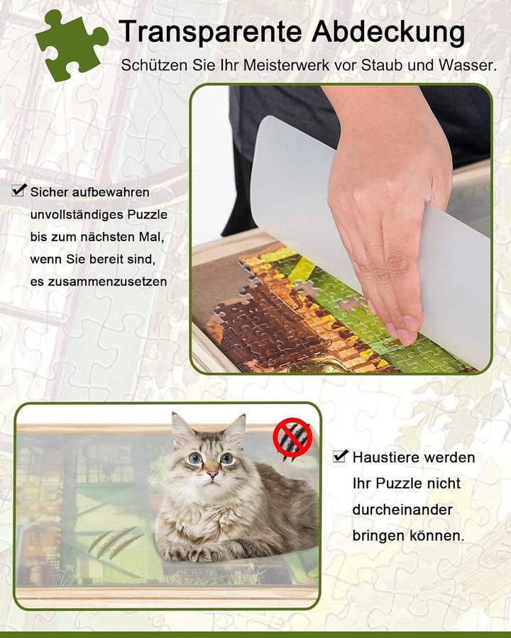 1000 Teile rotierendes Puzzlebrett mit 6 Schubladen und Abdeckung, 73 x 53,2 cm tragbarer Holzpuzzle