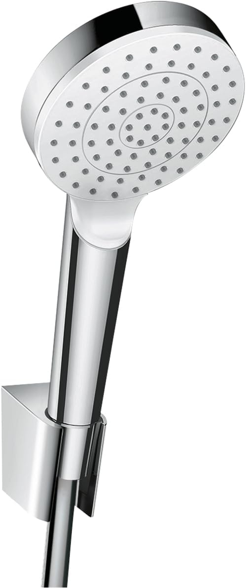 hansgrohe Crometta Duschhalterset, mit Duschschlauch, 1,60 m, Weiss/Chrom Set mit Brauseschlauch 1,6