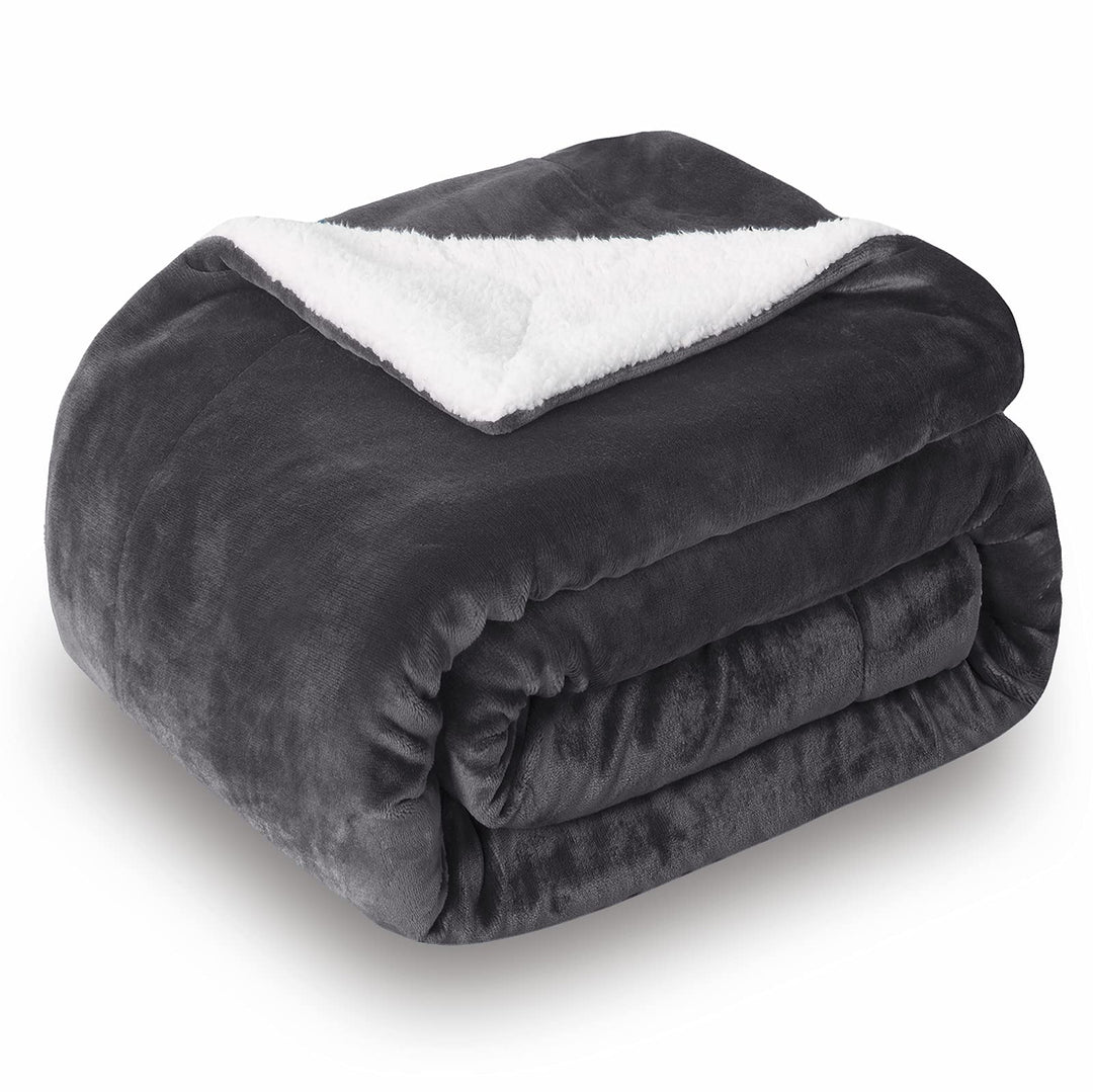 SOCHOW Sherpa Decke Dunkelgrau zweiseitige Wohndecken Kuscheldecken, Dicke warm Sofadecke/Couchdecke