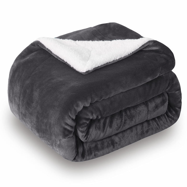 SOCHOW Sherpa Decke Dunkelgrau zweiseitige Wohndecken Kuscheldecken, Dicke warm Sofadecke/Couchdecke