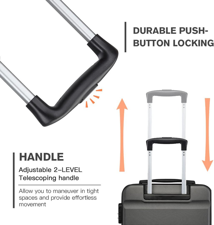 KONO Koffer Trolley Handgepäck Leicht Hartschalenkoffer aus ABS Reisekoffer mit 4 Rollen Handgepäck