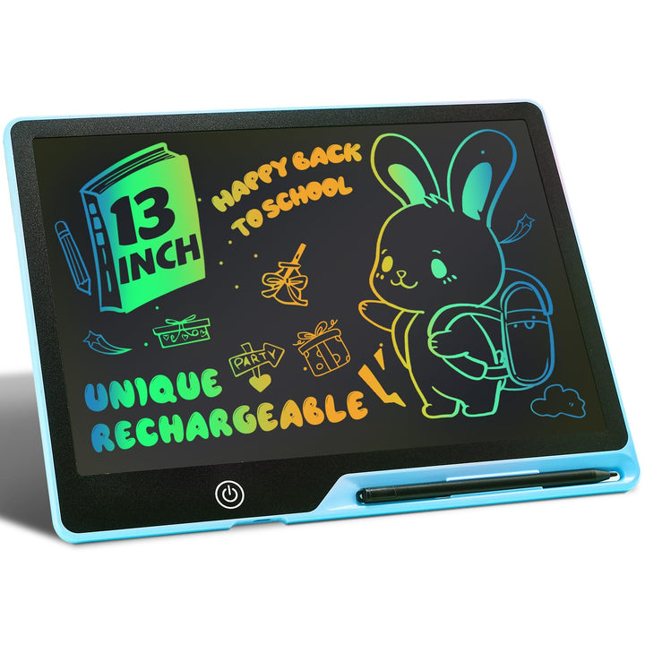 Kinayue LCD Schreibtafel Kinder Wiederaufladbare 13 Zoll Maltafel Zaubertafel Blau,Umweltfreundlich