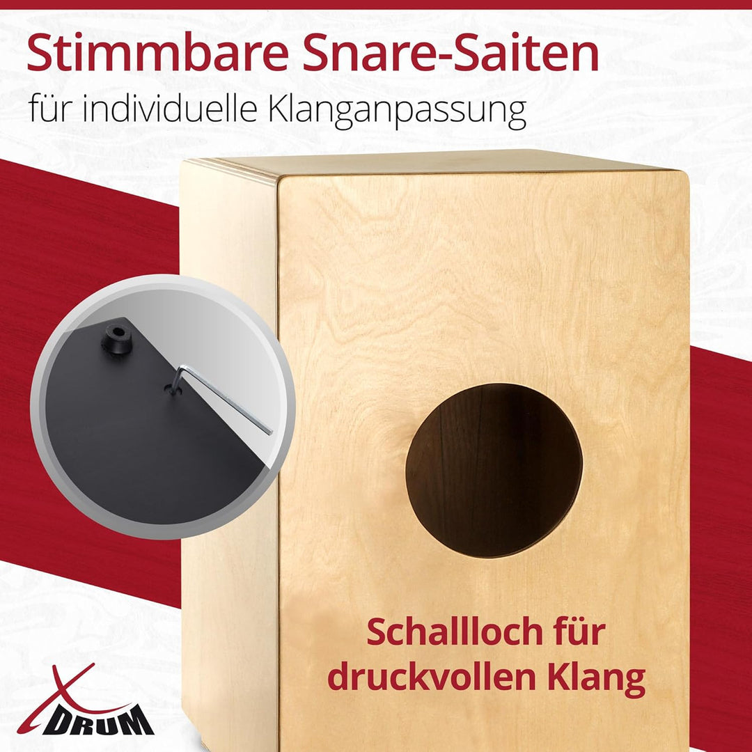 XDrum Cajon Peruana Hard Wood (3 mm Schlagplatte, 9 mm Birkenkorpus, 48 cm hoch, inkl. Rucksack-Tasc