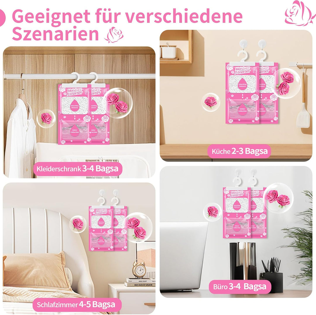 Boadw 10x230G Hänge Luftentfeuchter mit Duft, Kleiderschrank Feuchtigkeitsabsorber für Keller, Schla