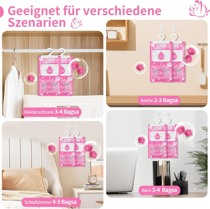 Boadw 10x230G Hänge Luftentfeuchter mit Duft, Kleiderschrank Feuchtigkeitsabsorber für Keller, Schla