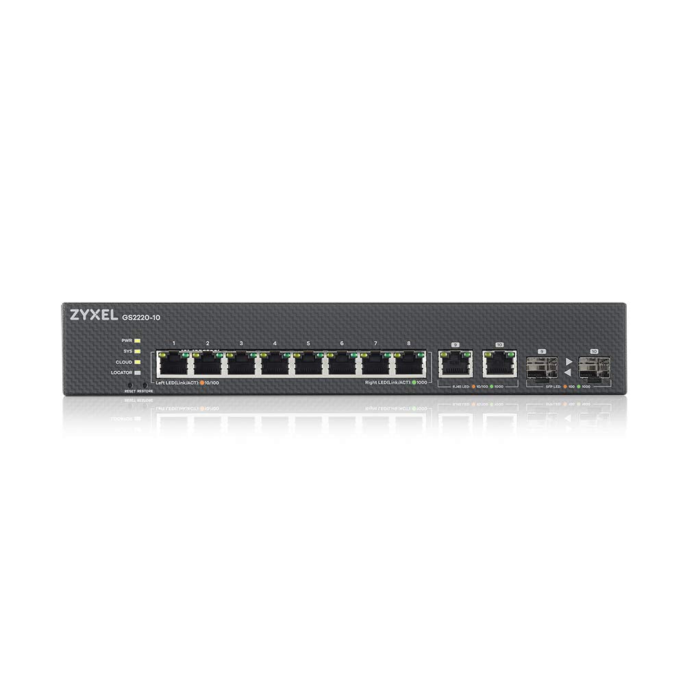 Zyxel GS2220-10-EU0101F Network Switch Managed L2 Gigabit Ethernet (10/100/1000) Black, GS2220-10-EU