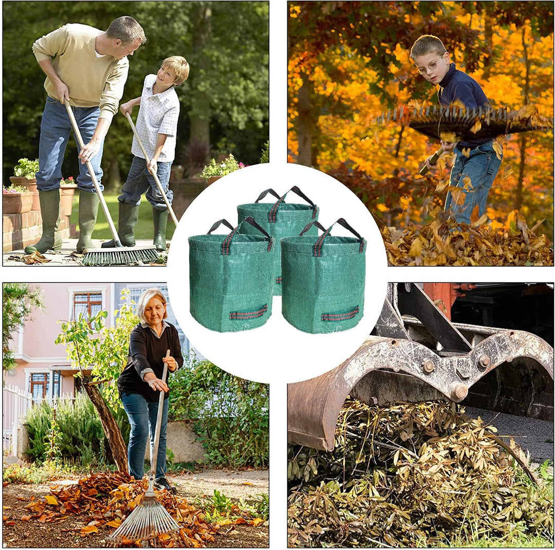 3er Set Gartensack -272L Gartenabfallsack mit extra verstärktem Boden -Heavy Duty Gartenarbeit Säcke