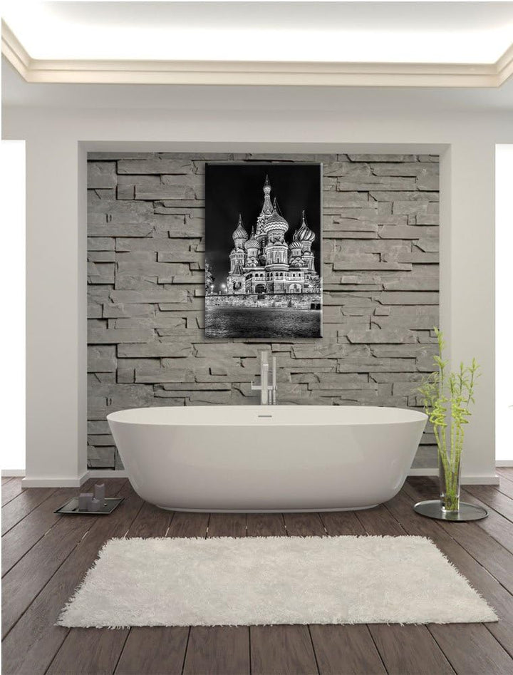 Pixxprint Monocrome, Basilius Kathedrale in Moskau, Format: 100x70 auf Leinwand, 100x70