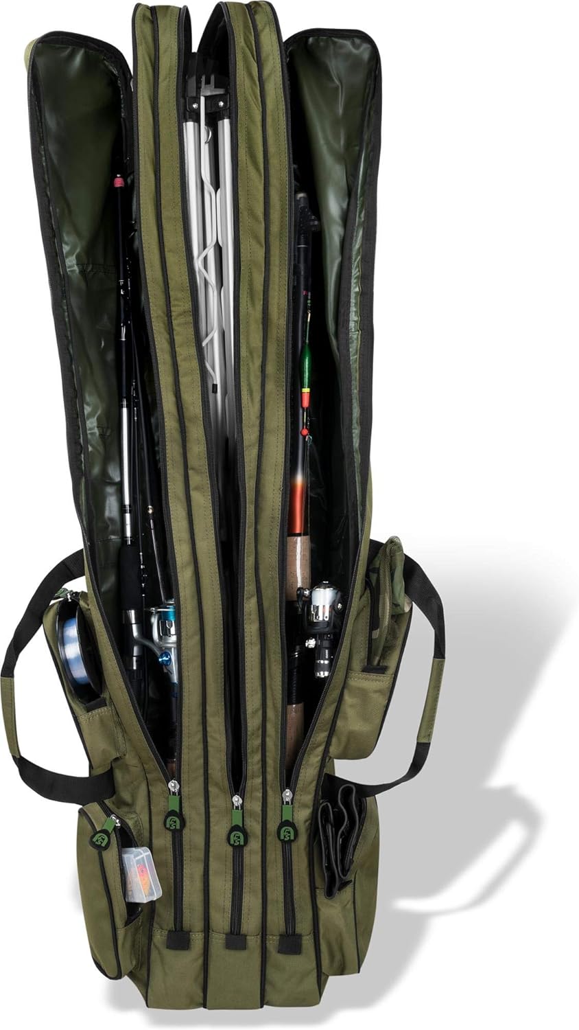 normani Allround Rutentaschen Rutenfutteral 150 cm mit 3 Innen-Fächer für 6 Ruten Anglertasche und 4