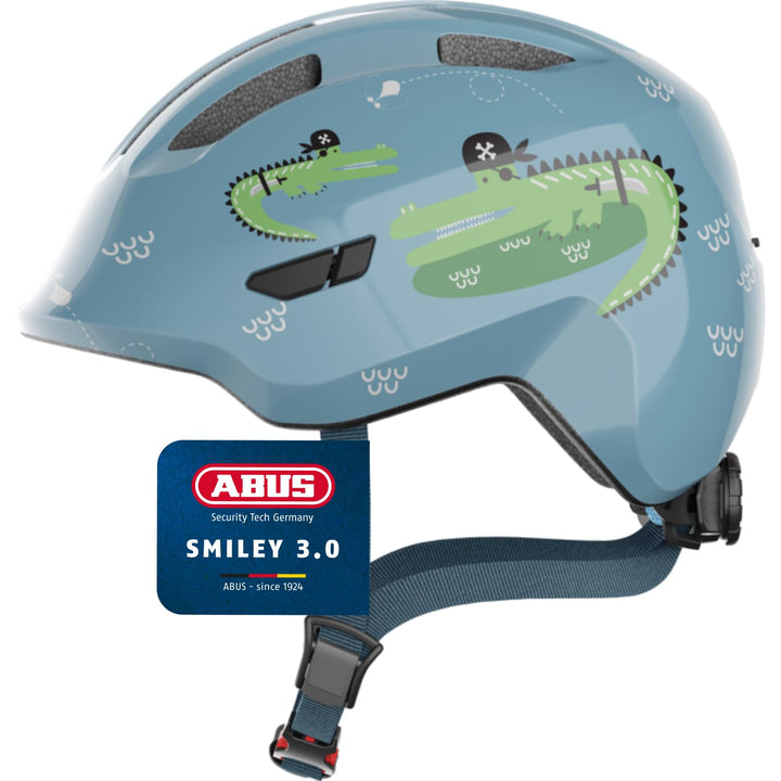 ABUS Kinderhelm Smiley 3.0 - Fahrradhelm mit tiefer Passform, kindergerechten Designs & Platz für ei
