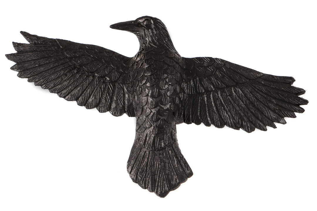 Windalf Wikinger Raben Holz Wandskulptur Munin 27 cm Odons Schwarzer Rabe Hugin Munin Links schauend