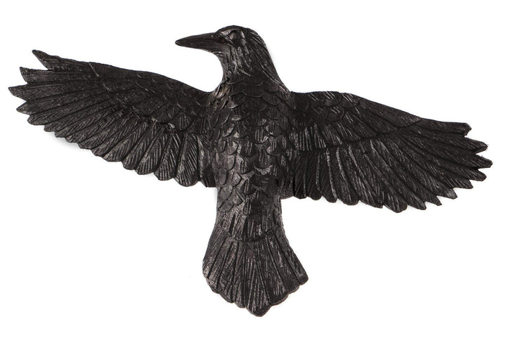 Windalf Wikinger Raben Holz Wandskulptur Munin 27 cm Odons Schwarzer Rabe Hugin Munin Links schauend