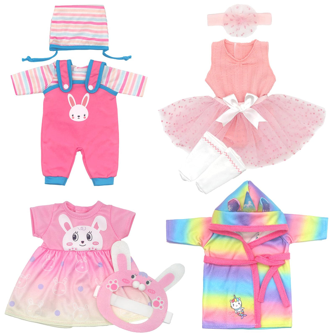 Puppenkleidung Puppenkleider Set mit Stirnband und Hut 4-Packungen für 30-36 cm Puppen (Keine Puppe)